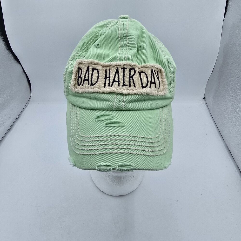 BAD HAIR DAY Embroidered Vintage Style Ball Cap Green Baseball Hat